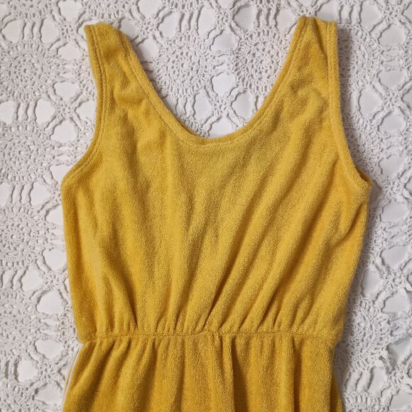 Vtg 70s Doll Rags Sleeveless Dress Yellow Terry Cloth Knee Length Medium Women - Picture 8 of 9